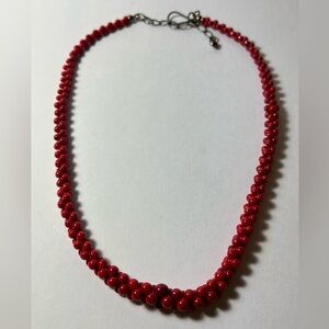 Jay King Desert Rose Trading Coral Bead and Sterling Silver Graduated Necklace
